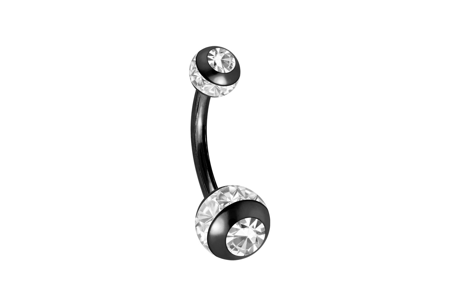 Chirurgenstahl Mini Bananabell Piercing EPOXY-RING-KUGELN + KRISTALLE